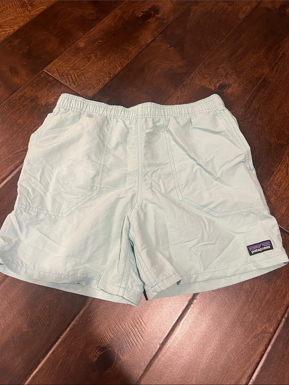 EUC Patagonia Mint Green Baggies 5 Inch Lined Swim Shorts Size YXL (14)